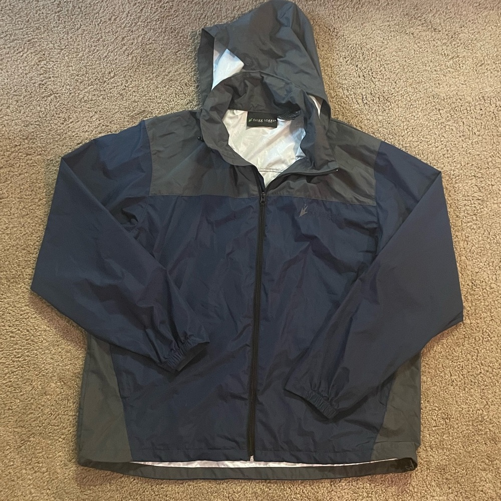 Frogtoggs Navy and Grey Rain Jacket- Size XL/XXL